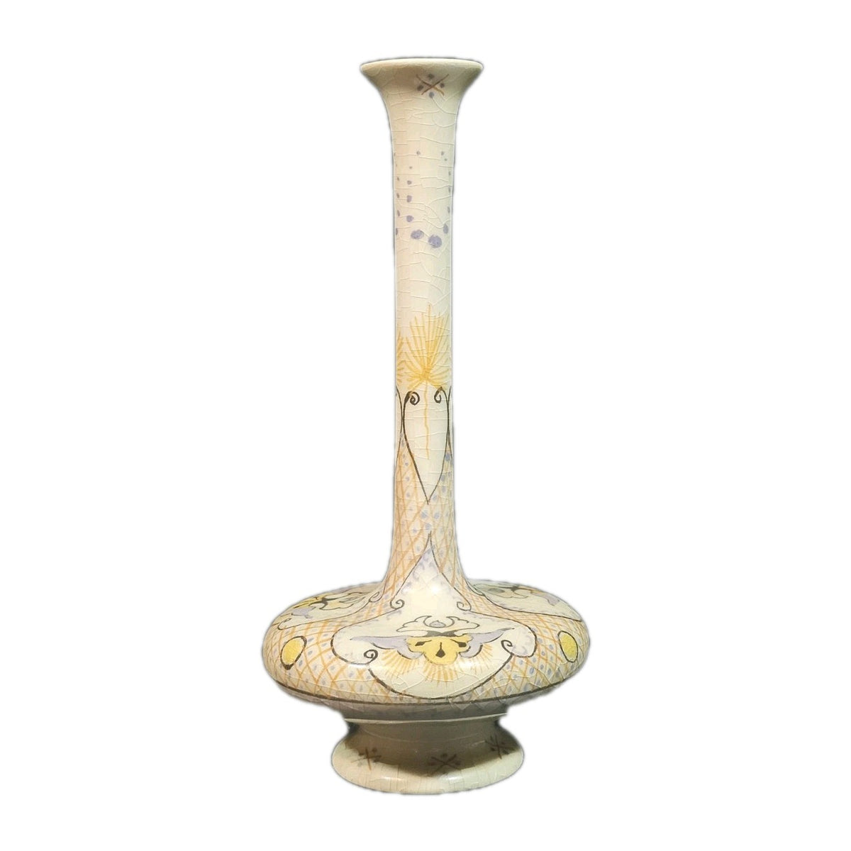A Holland Helene Gouda Art Nouveau Vase Hand Painted Slender Neck Model 537