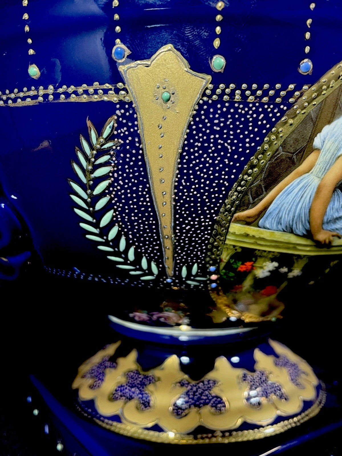 A Large Royal Limoges Cobalt Blue Lidded Tureen With Jewelled Enamel