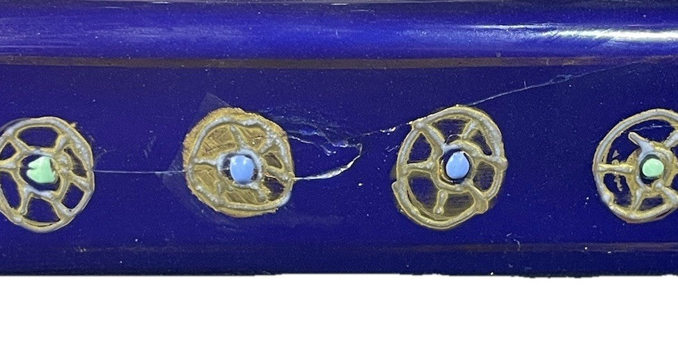 A Large Royal Limoges Cobalt Blue Lidded Tureen With Jewelled Enamel