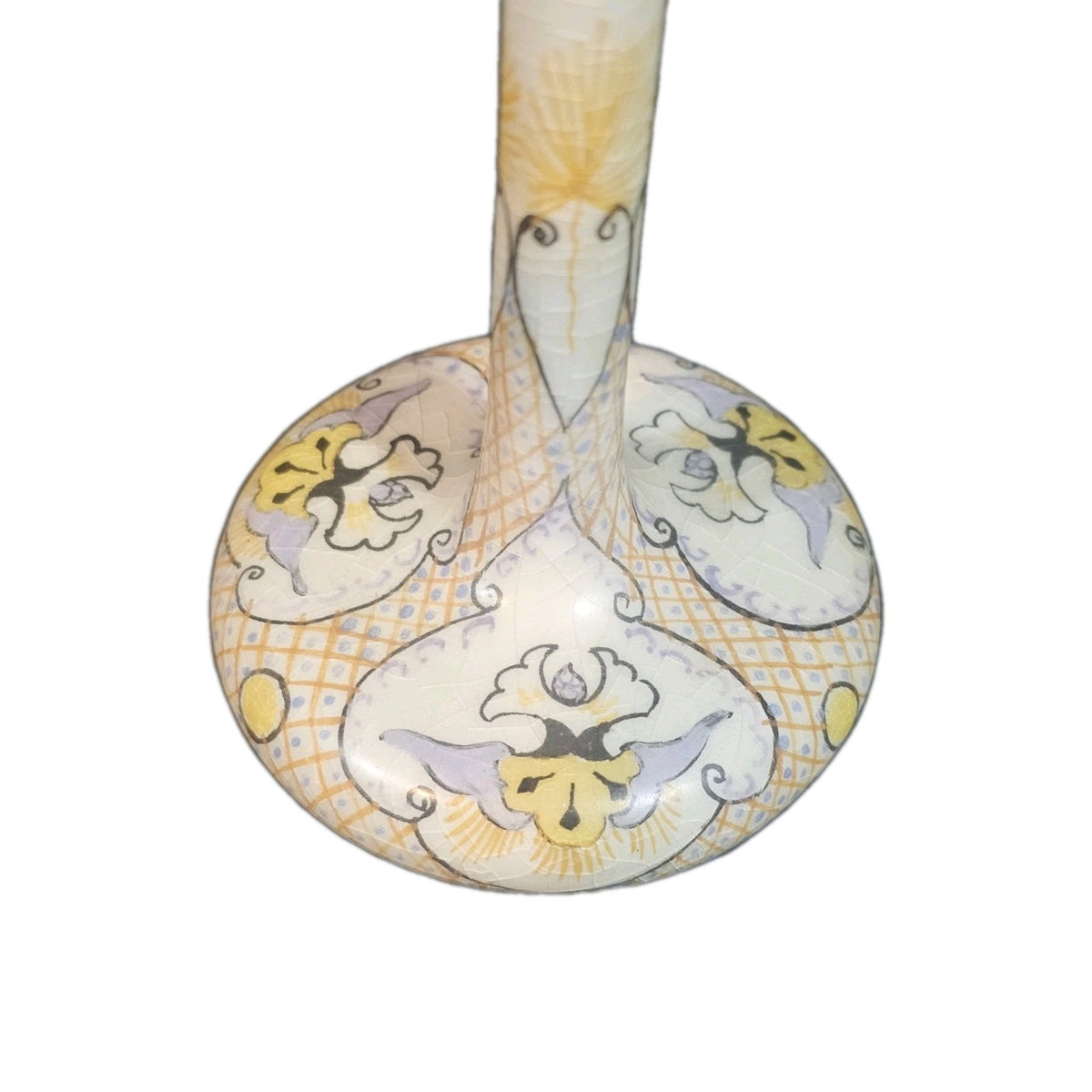 A Holland Helene Gouda Art Nouveau Vase Hand Painted Slender Neck Model 537