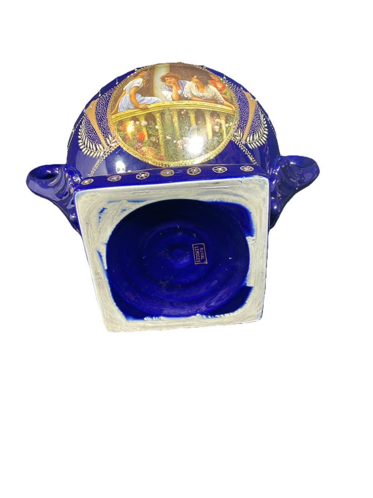 A Large Royal Limoges Cobalt Blue Lidded Tureen With Jewelled Enamel