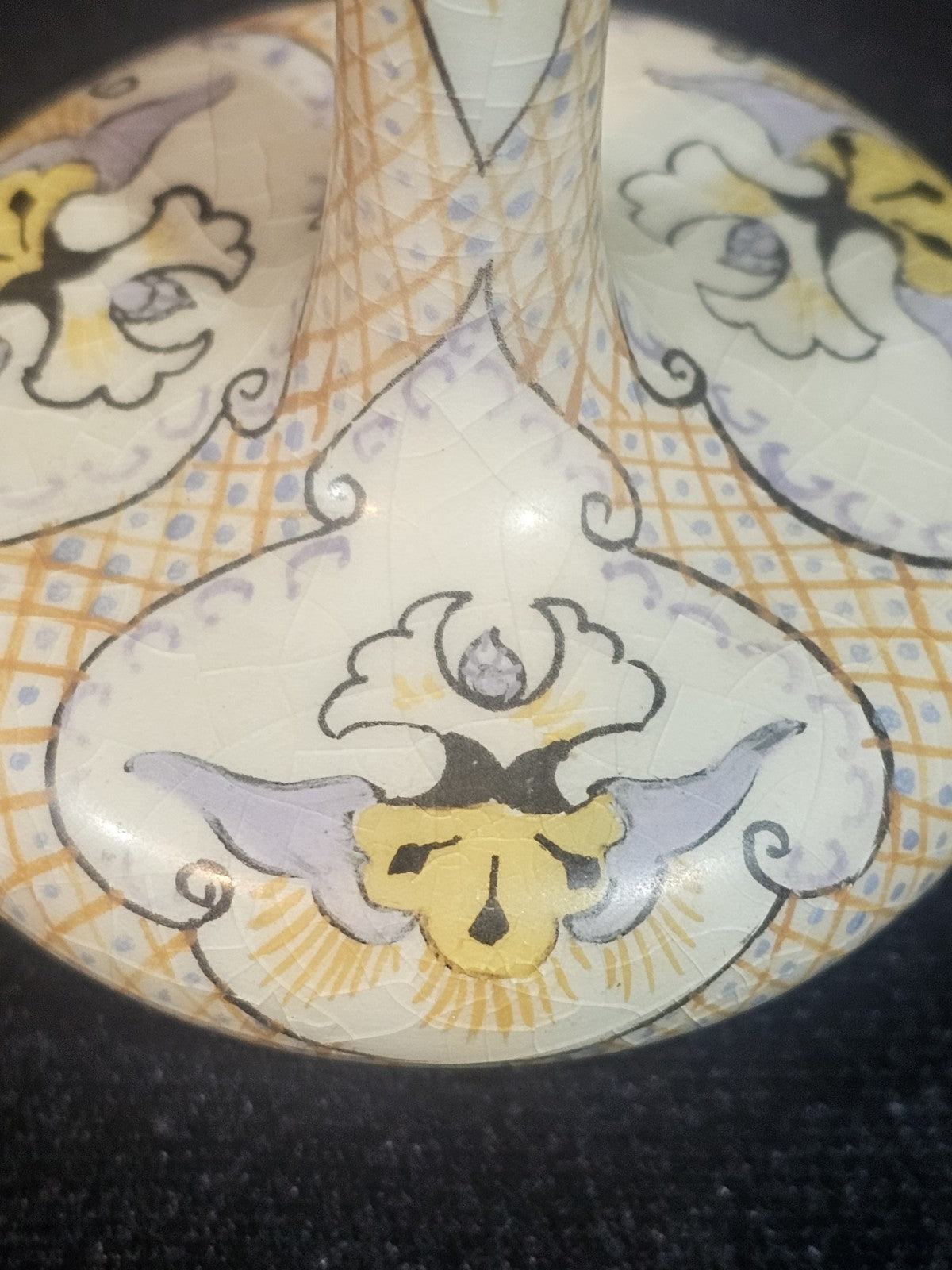 A Holland Helene Gouda Art Nouveau Vase Hand Painted Slender Neck Model 537