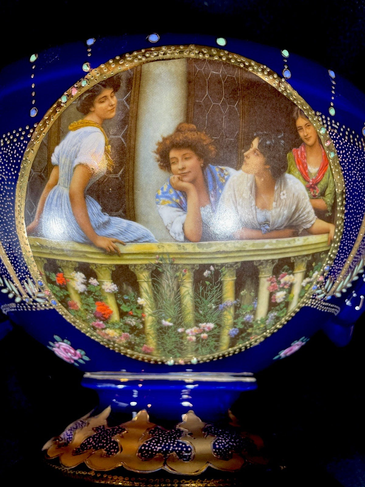 A Large Royal Limoges Cobalt Blue Lidded Tureen With Jewelled Enamel