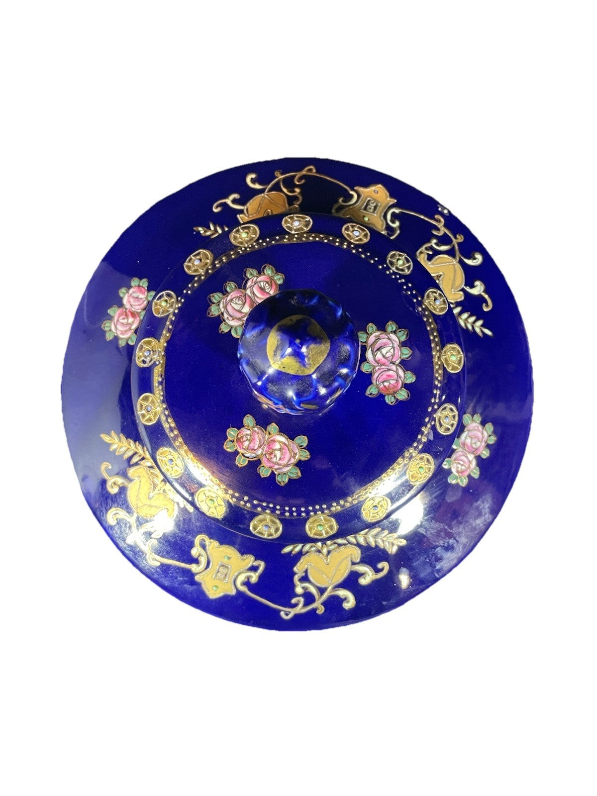 A Large Royal Limoges Cobalt Blue Lidded Tureen With Jewelled Enamel