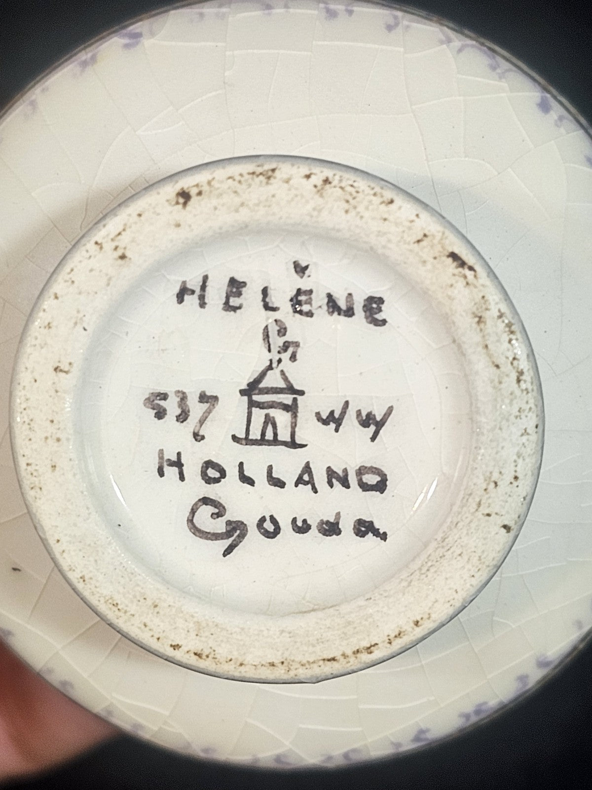 A Holland Helene Gouda Art Nouveau Vase Hand Painted Slender Neck Model 537