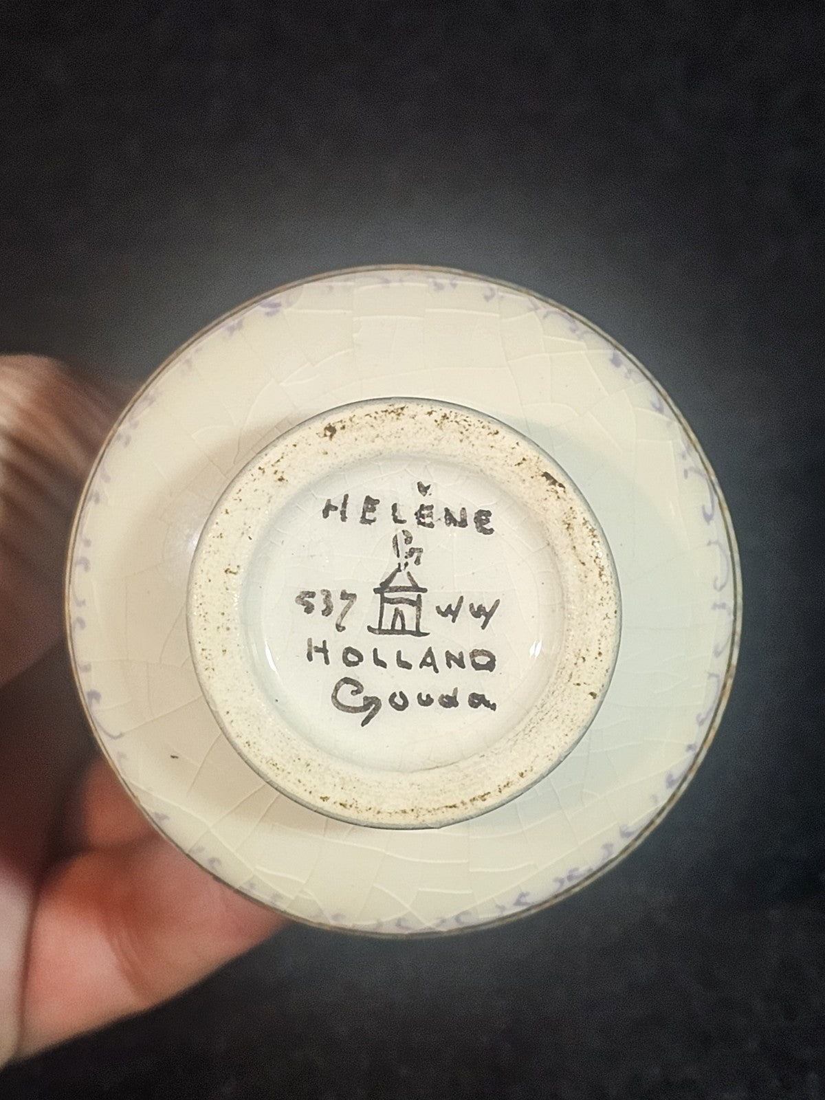A Holland Helene Gouda Art Nouveau Vase Hand Painted Slender Neck Model 537