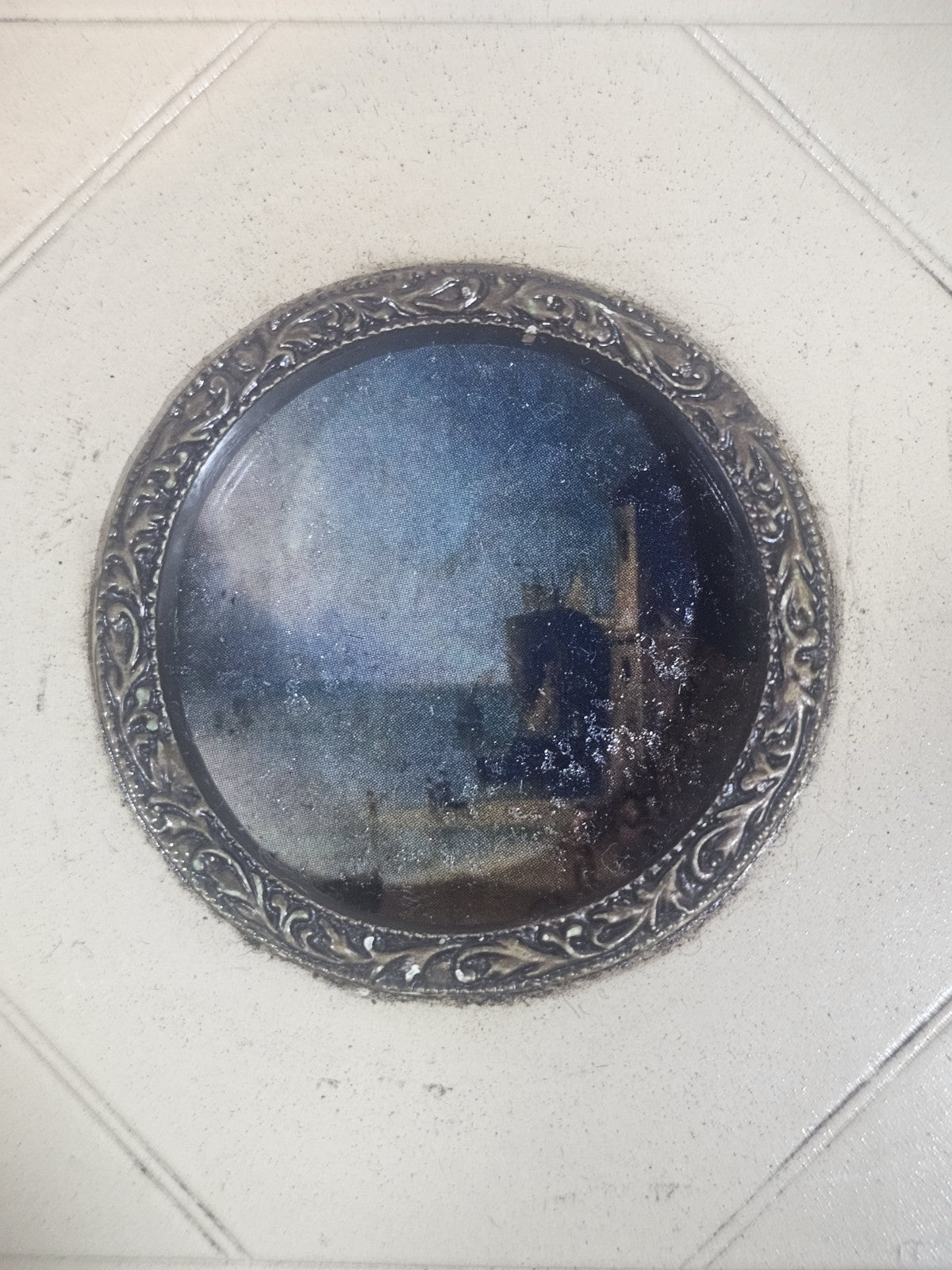 A Georgian Framed Reproduction Miniature  Picture of a Port Town