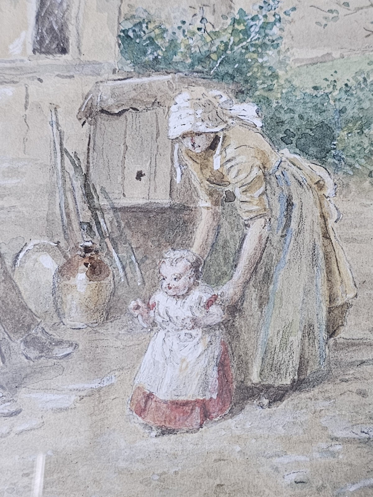Original Alfred W Cooper Watercolour Painting - First Steps, 19thC, Signed