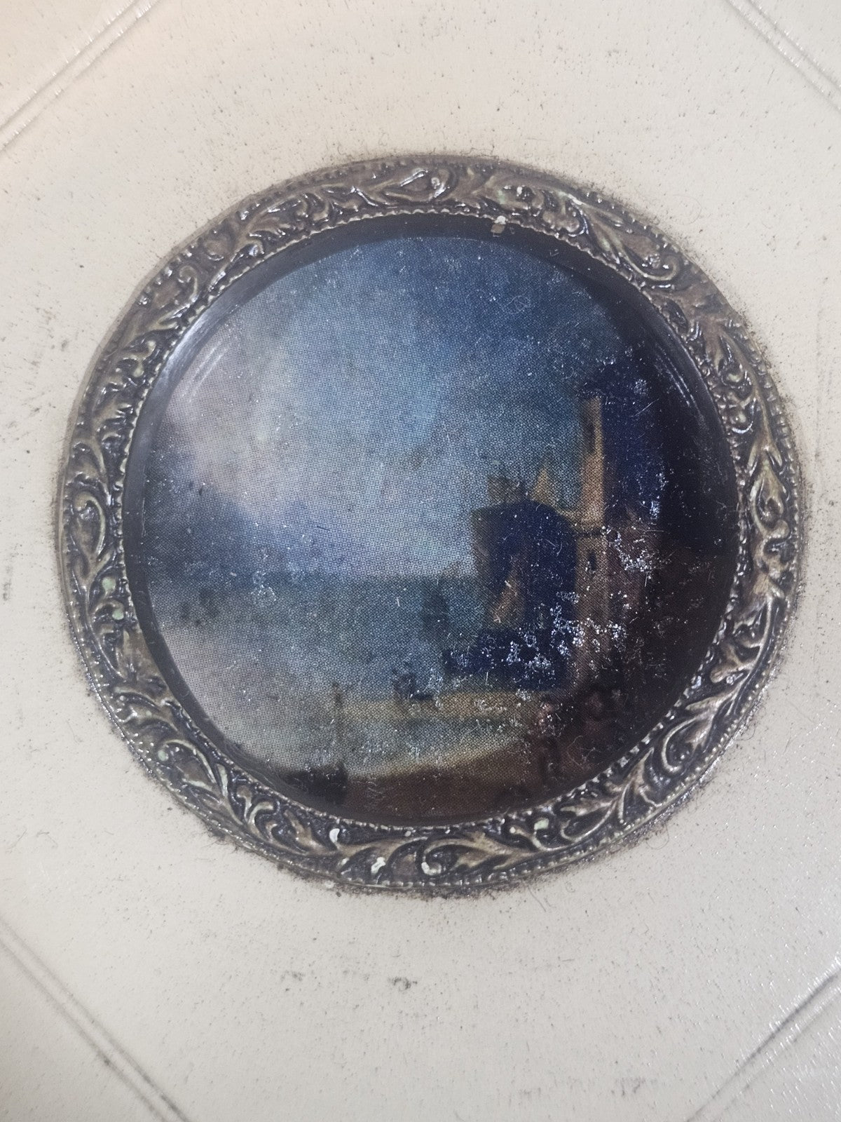 A Georgian Framed Reproduction Miniature  Picture of a Port Town