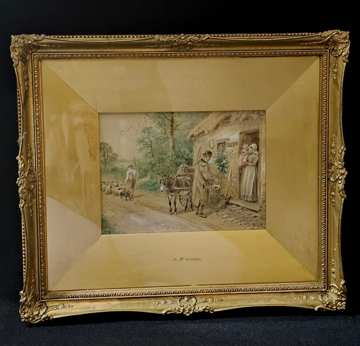 A Original Alfred W Cooper Watercolour Painting, Signed, 19thC -The Cottage Door