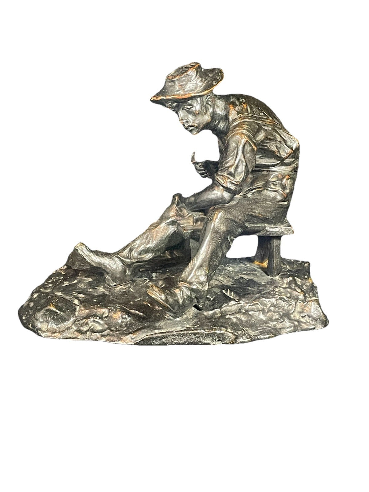 A 19thC Bronze of a  Blacksmith Sculpture Attributed to Aime Jules Dalou