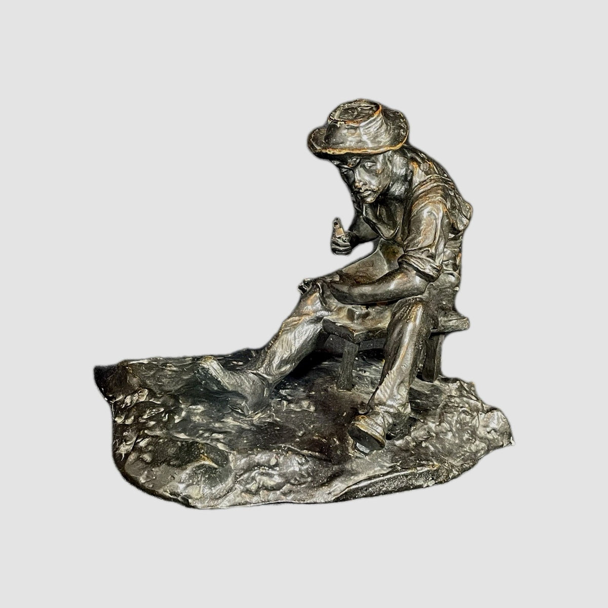 A 19thC Bronze of a  Blacksmith Sculpture Attributed to Aime Jules Dalou