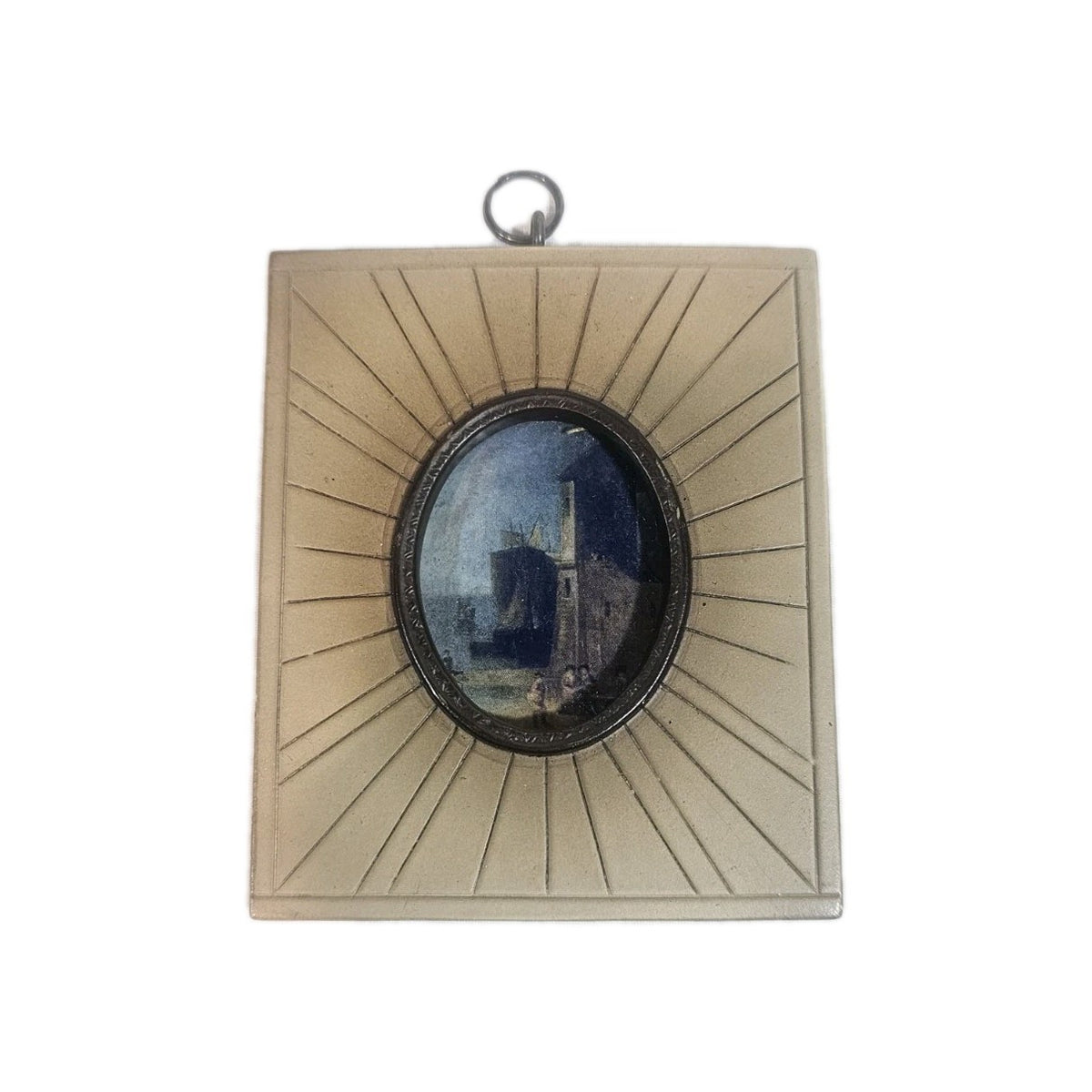 A Georgian Framed Reproduction Miniature  Picture of a Port Town