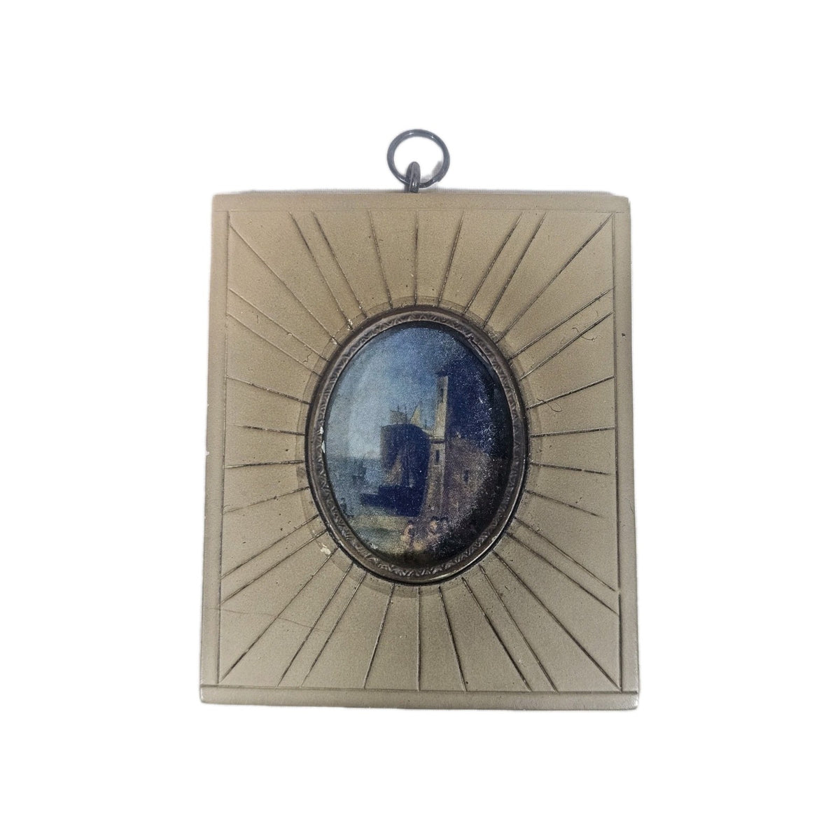 A Georgian Framed Reproduction Miniature Picture of a Port