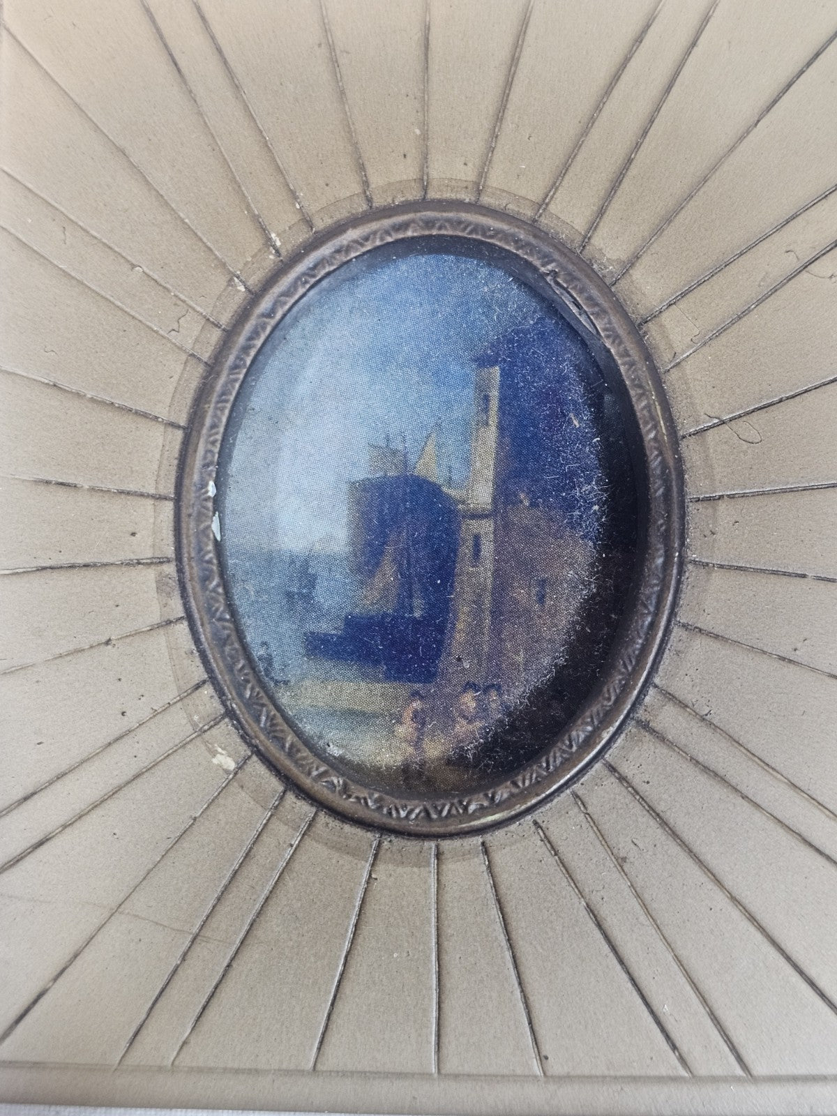 A Georgian Framed Reproduction Miniature Picture of a Port