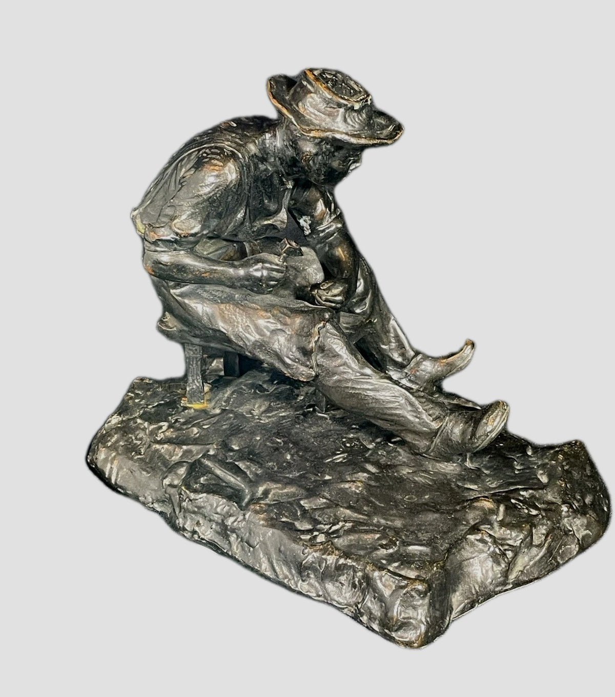A 19thC Bronze of a  Blacksmith Sculpture Attributed to Aime Jules Dalou