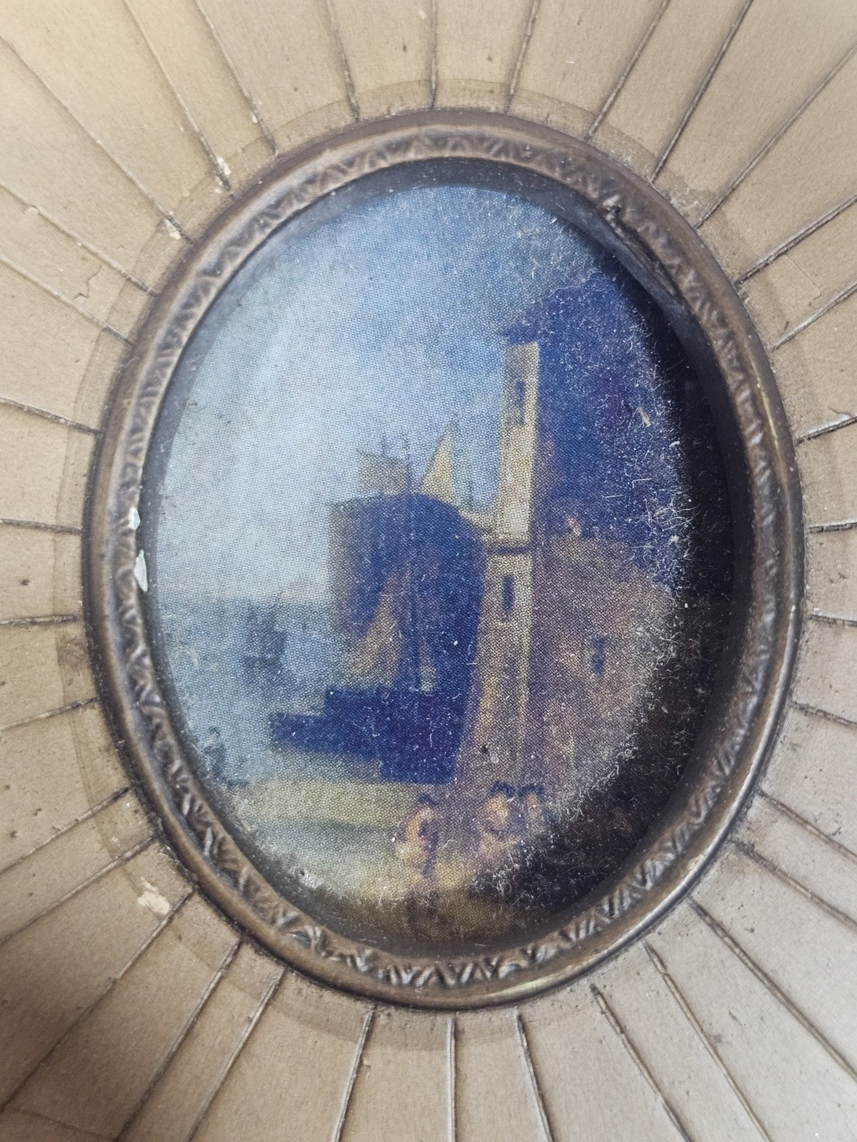 A Georgian Framed Reproduction Miniature Picture of a Port