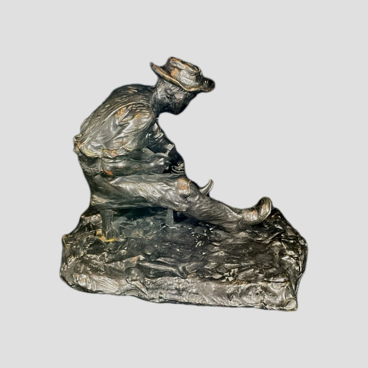 A 19thC Bronze of a  Blacksmith Sculpture Attributed to Aime Jules Dalou