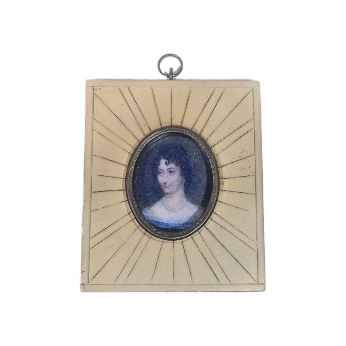 A Georgian Framed Reproduction Miniature Portrait Picture of a Young Lady