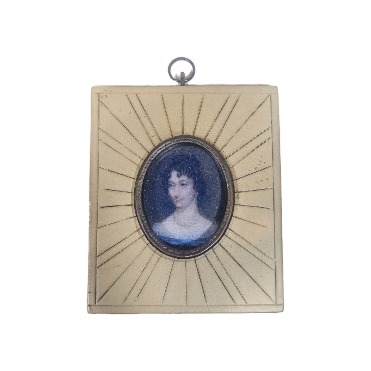 A Georgian Framed Reproduction Miniature Portrait Picture of a Young Lady