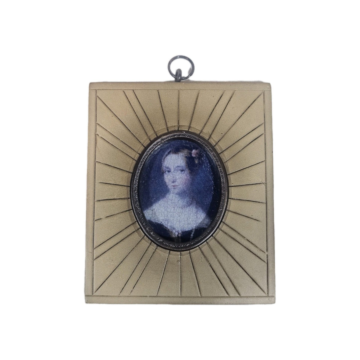 A Georgian Framed Reproduction Miniature Portrait Picture of a Young Lady