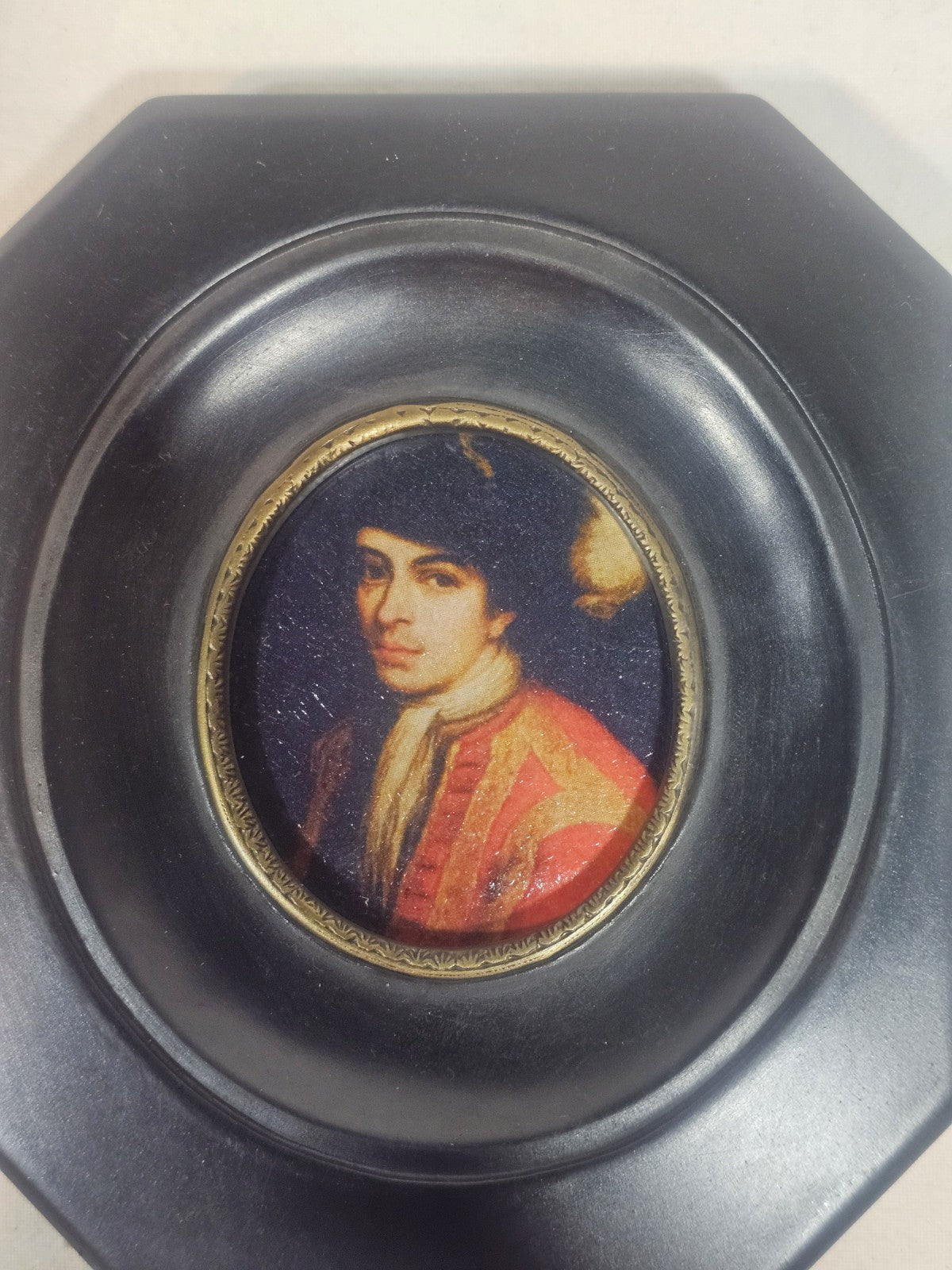 A Georgian Framed Reproduction Miniature Portrait Picture of a Young Nobleman