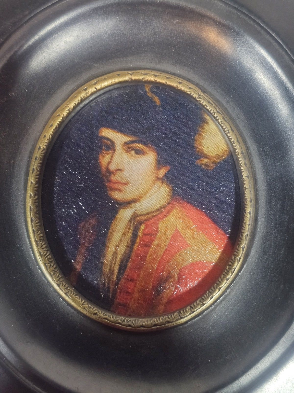 A Georgian Framed Reproduction Miniature Portrait Picture of a Young Nobleman