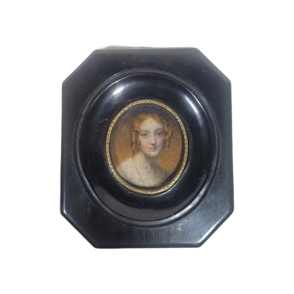 A Georgian Framed Reproduction Miniature Portrait Picture of a Young Lady