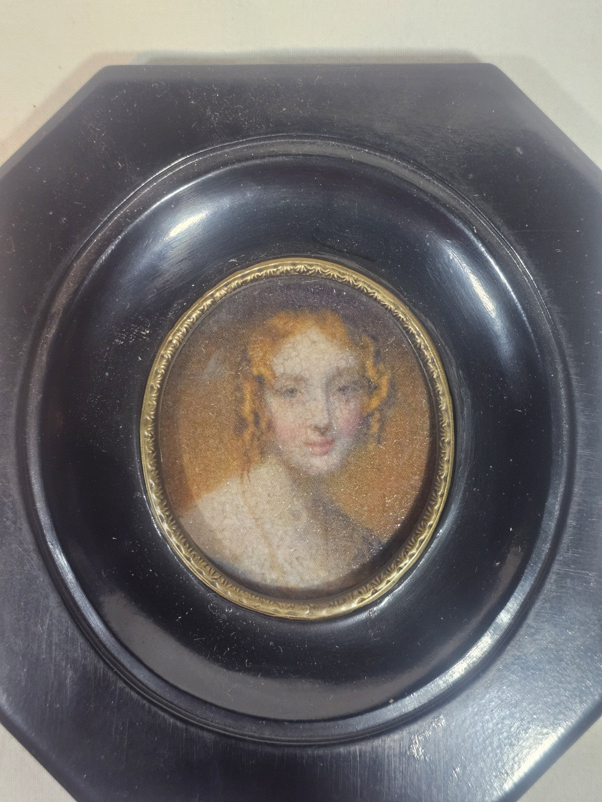 A Georgian Framed Reproduction Miniature Portrait Picture of a Young Lady