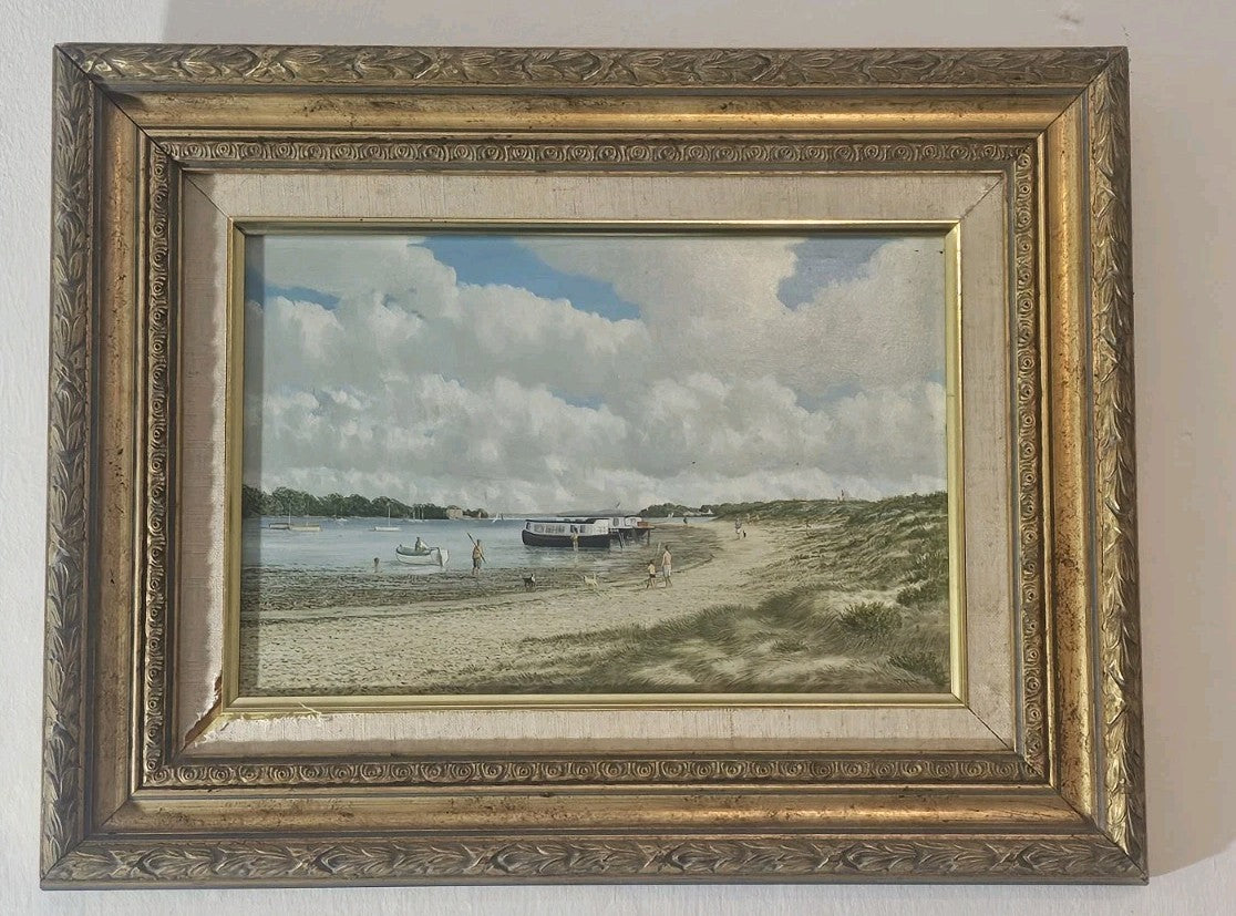 An Early 20thC Signed Oil on Board of a Seaside Landscape, Framed