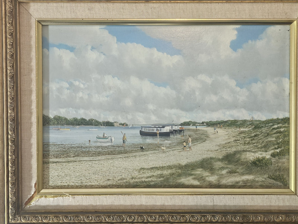 An Early 20thC Signed Oil on Board of a Seaside Landscape, Framed