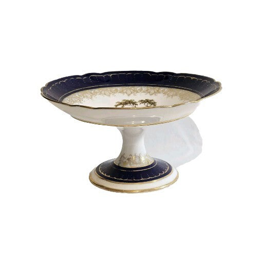 A 19thC German Porcelain Tazza Dish, Hand Painted with Lovers