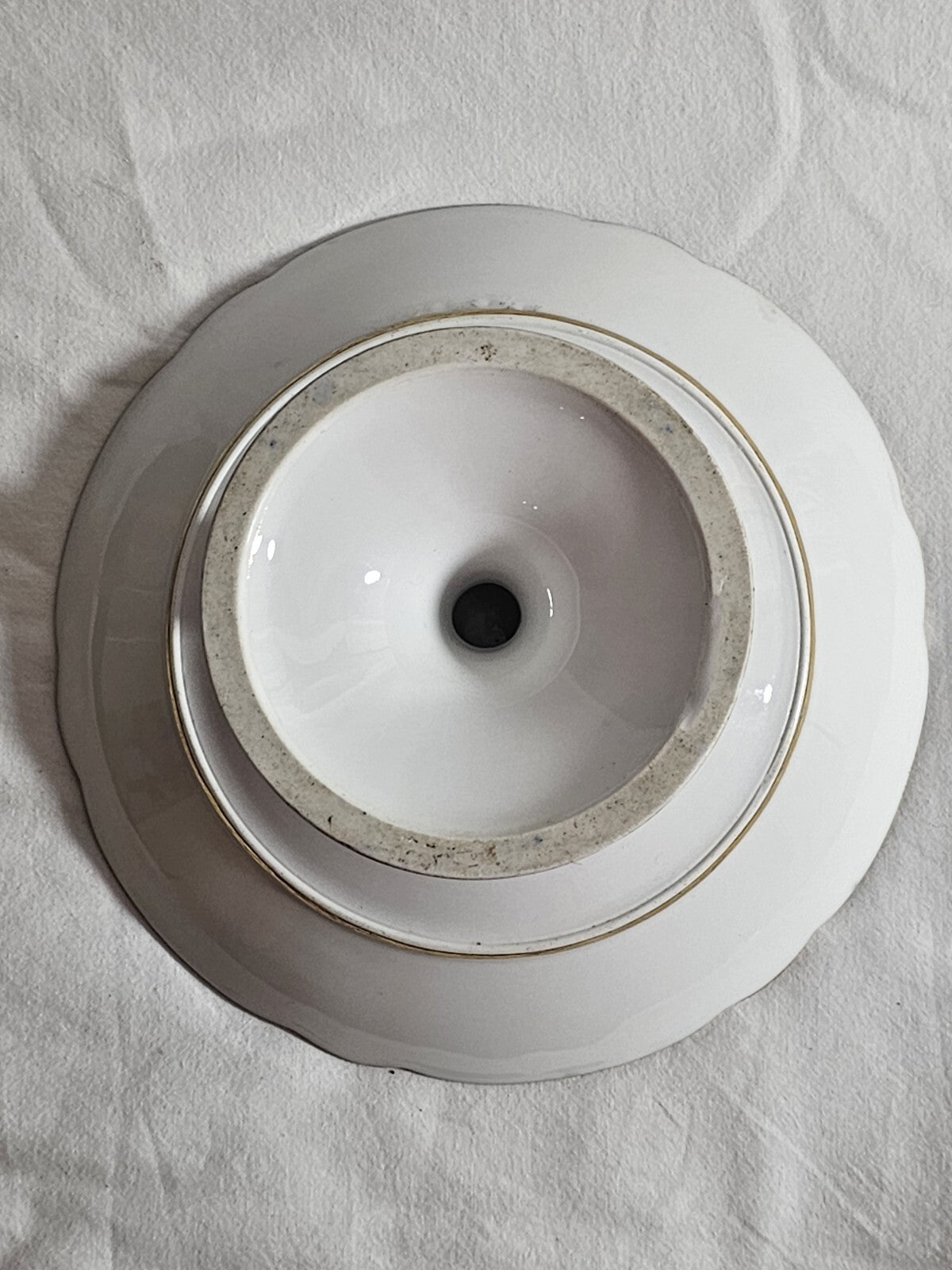 A 19thC German Porcelain Tazza Dish, Hand Painted with Lovers