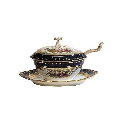 An Antique 19thC German Porcelain Lidded Tureen, Marked Meissen, Hand Painted