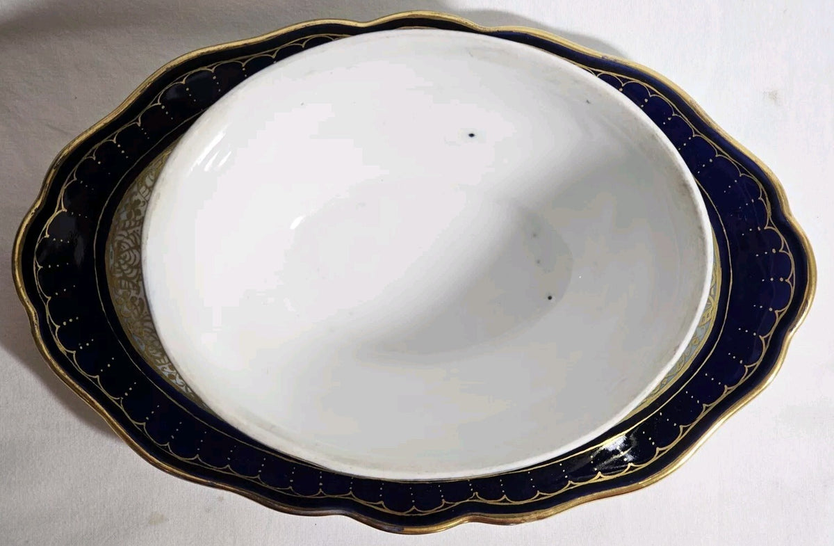 An Antique 19thC German Porcelain Lidded Tureen, Marked Meissen, Hand Painted