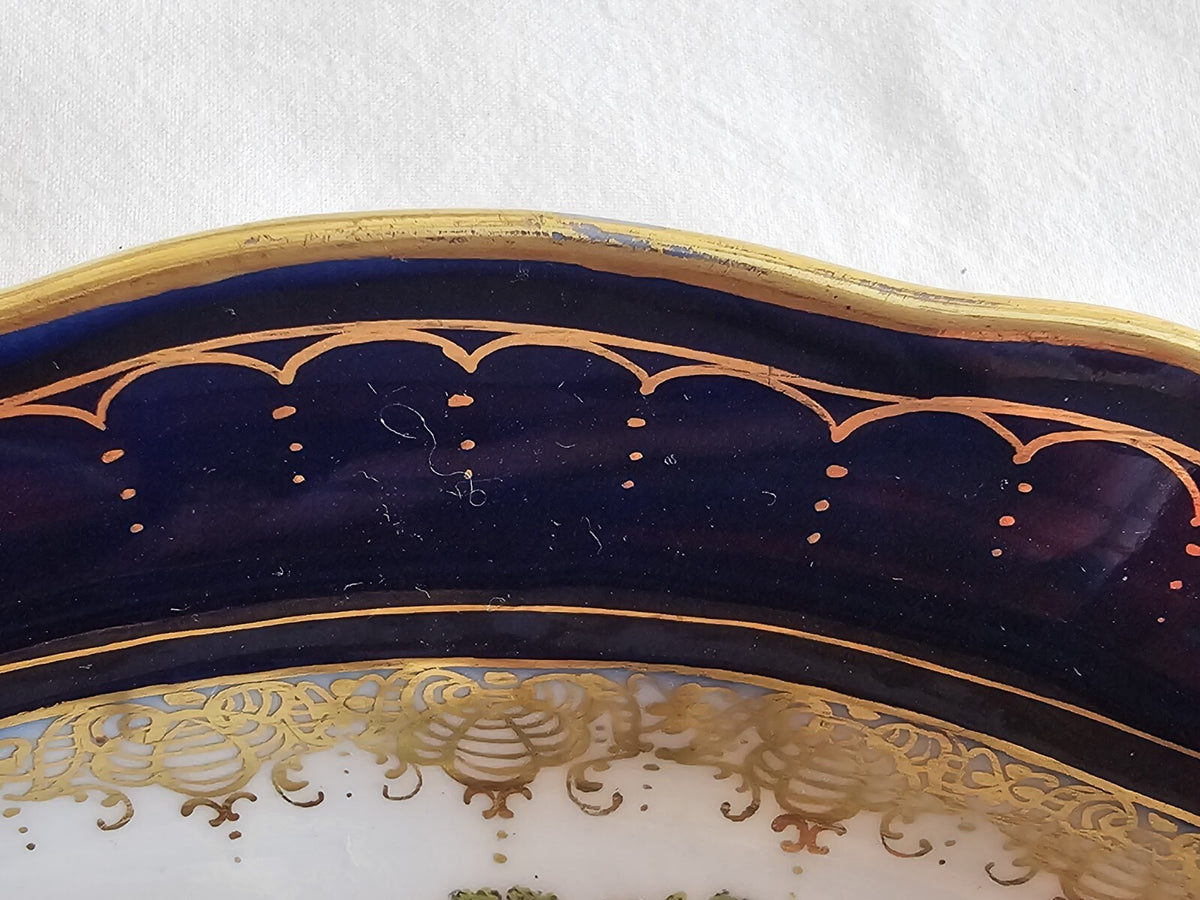 A 19thC Porcelain Serving Dish, Hand Painted with Lovers, Blue Meissen Mark