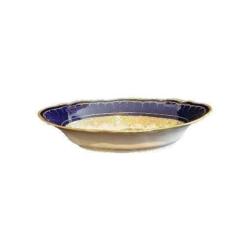 A 19thC Porcelain Serving Dish, Hand Painted with Lovers, Blue Meissen Mark