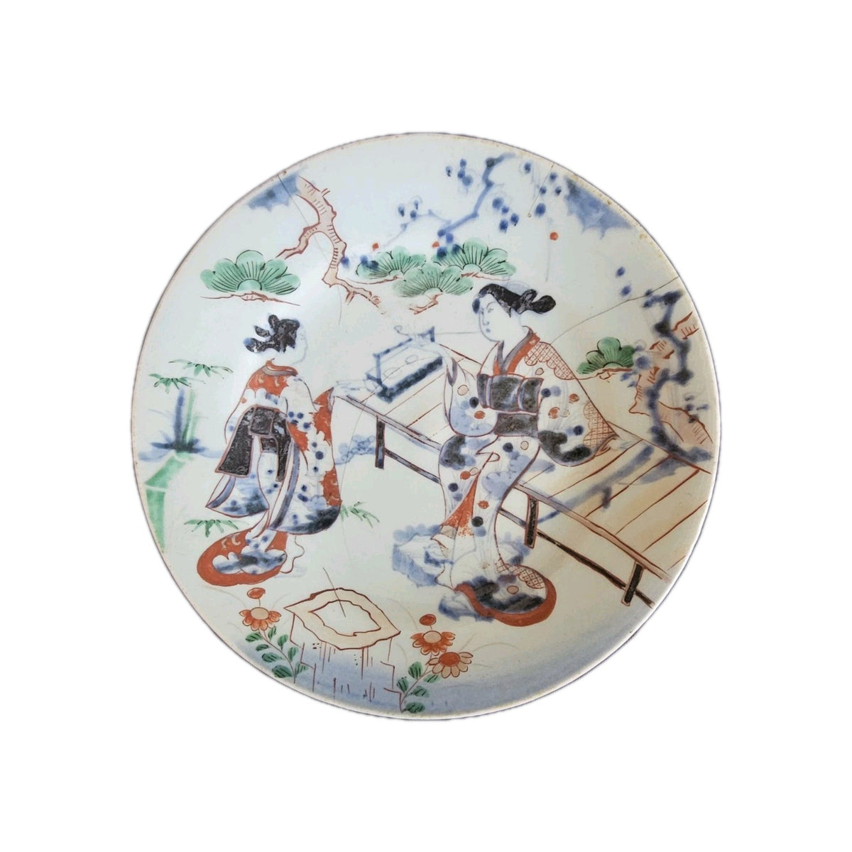 A Pair of Japanese Imari Dishes, Edo Period, 18th c, Hand Painted with Bijin,