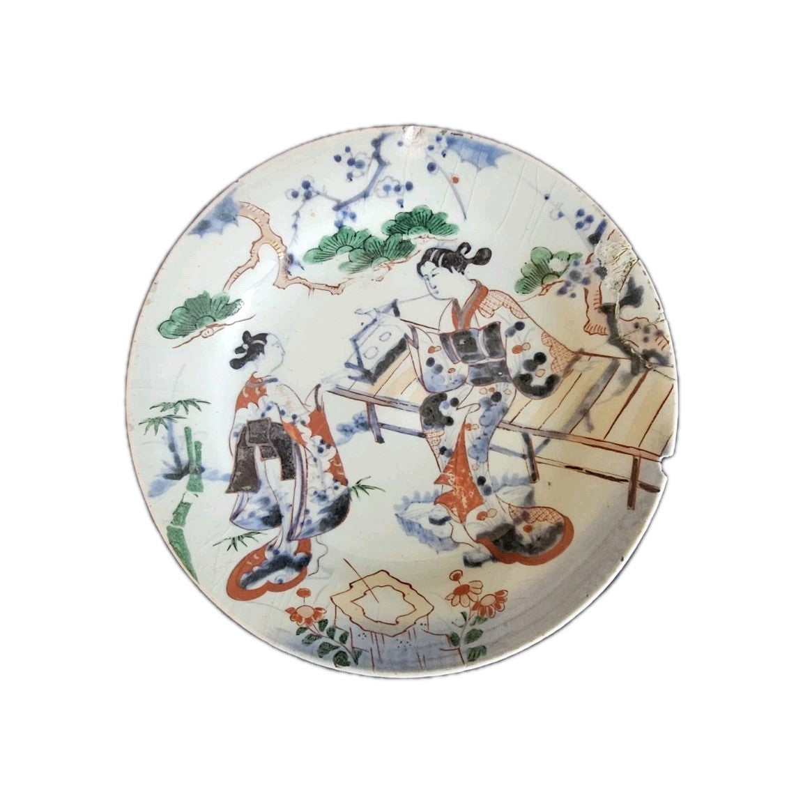 A Pair of Japanese Imari Dishes, Edo Period, 18th c, Hand Painted with Bijin,