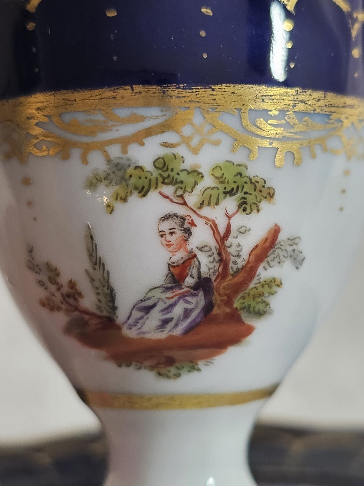 A Set of Eight 19thC German Porcelain Eggcups, Marked Meissen, Hand Painted