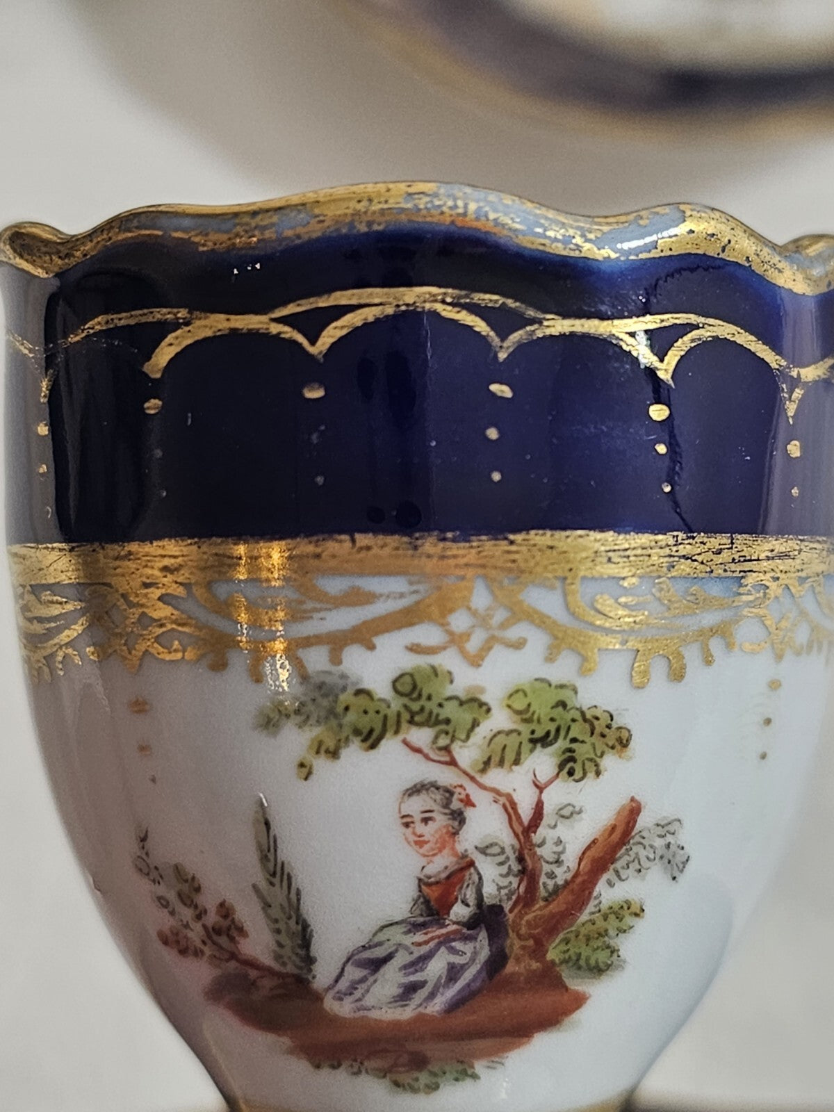 A Set of Eight 19thC German Porcelain Eggcups, Marked Meissen, Hand Painted