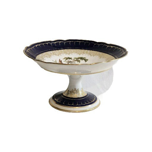 A 19thC German Porcelain Tazza Dish, Hand Painted with Lovers