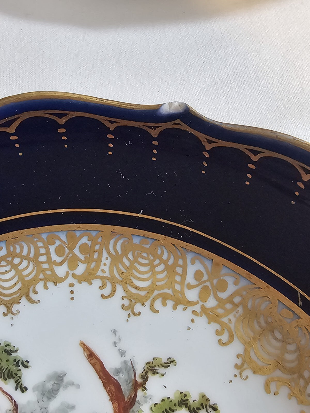 A Set of Six 19thC German Porcelain Cups & Saucers, Marked Meissen, Hand Painted