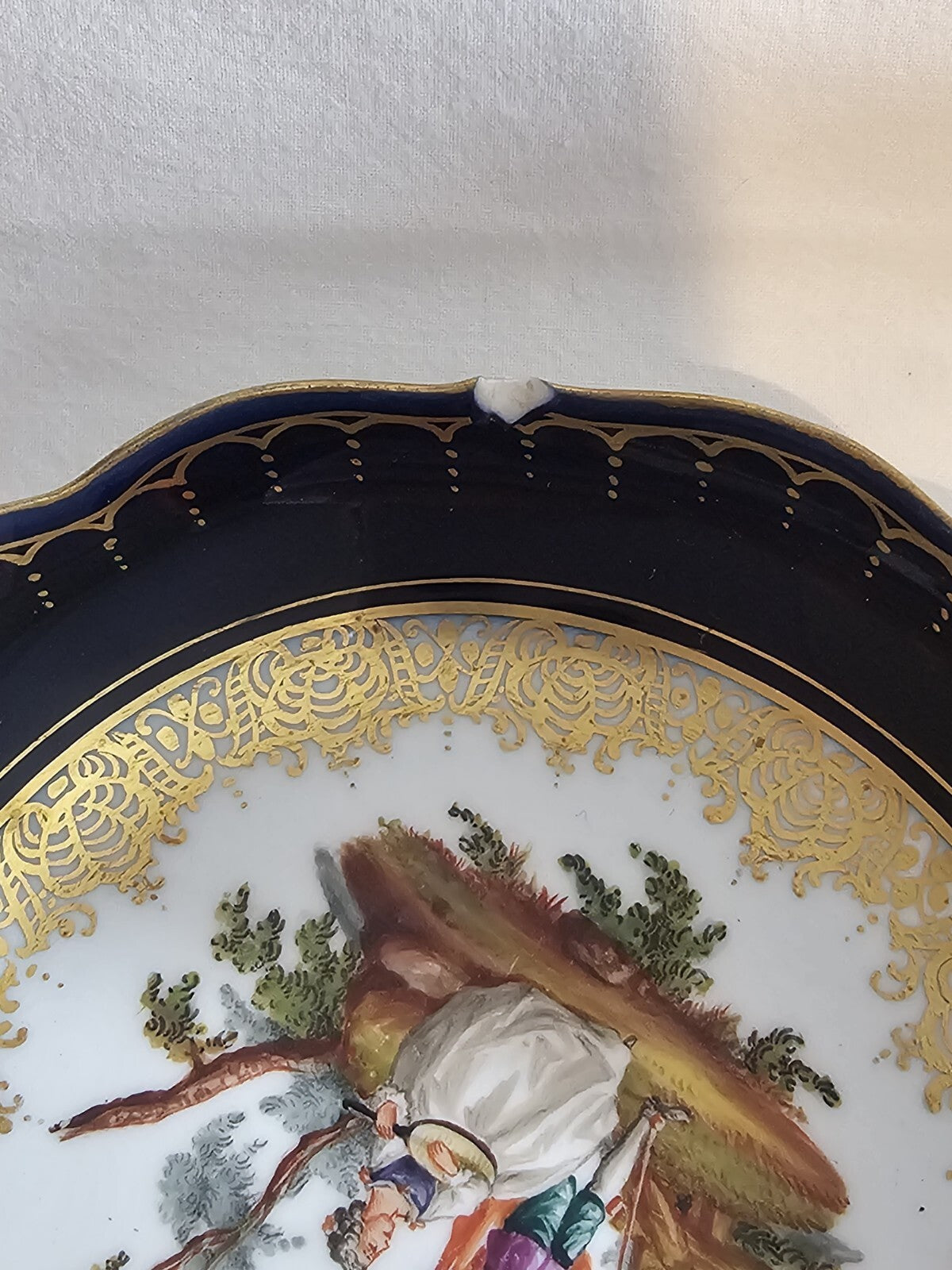 A Set of Six 19thC German Porcelain Cups & Saucers, Marked Meissen, Hand Painted