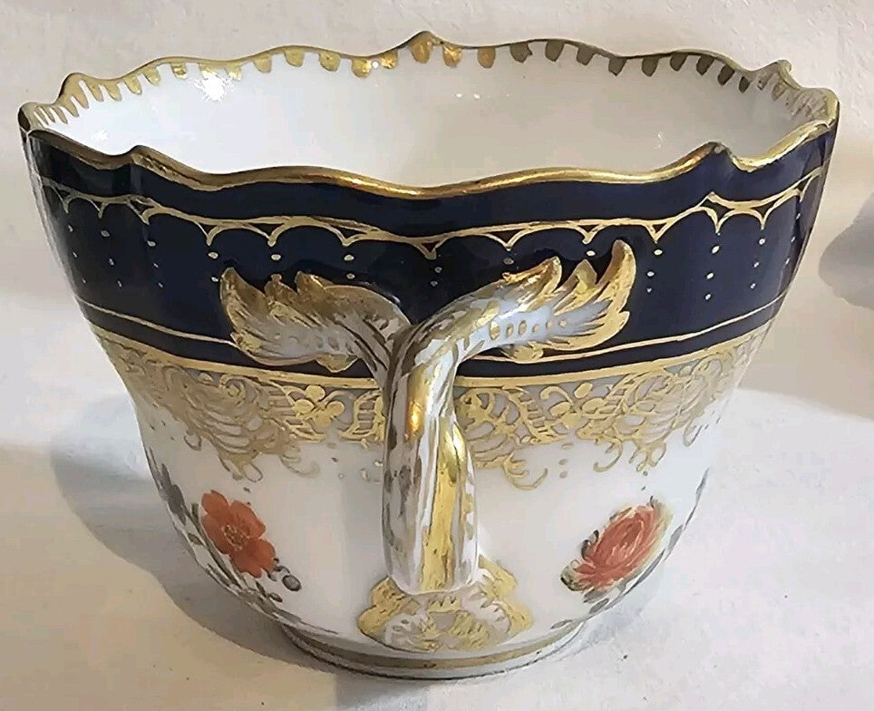 A Set of Six 19thC German Porcelain Cups & Saucers, Marked Meissen, Hand Painted