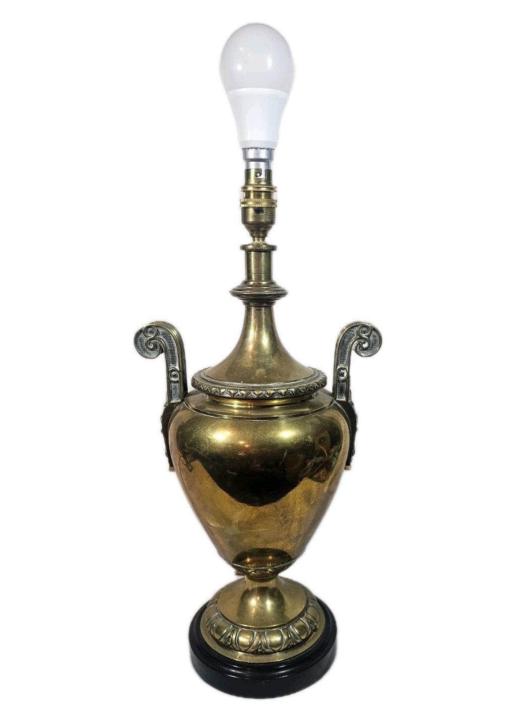 An Antique 19thC Large Brass Art Nouveau Urn Style Table Lamp