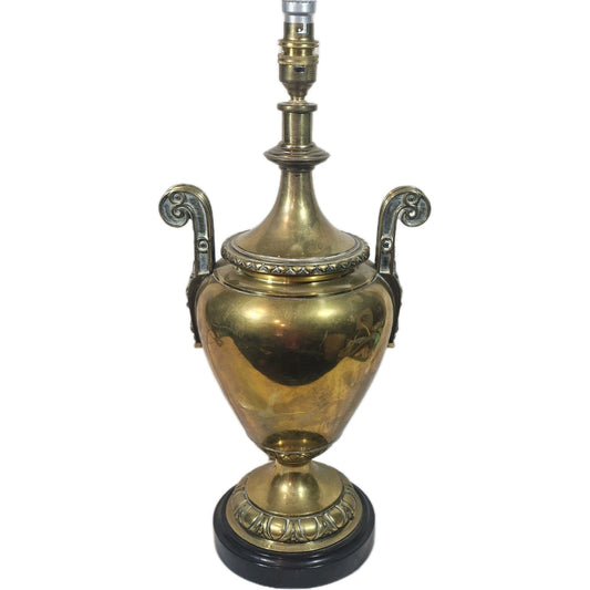 An Antique 19thC Large Brass Art Nouveau Urn Style Table Lamp