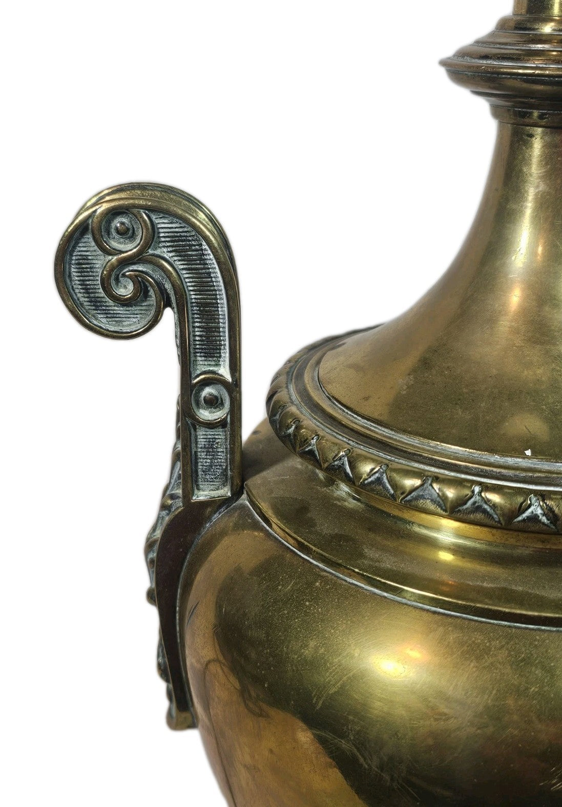 An Antique 19thC Large Brass Art Nouveau Urn Style Table Lamp