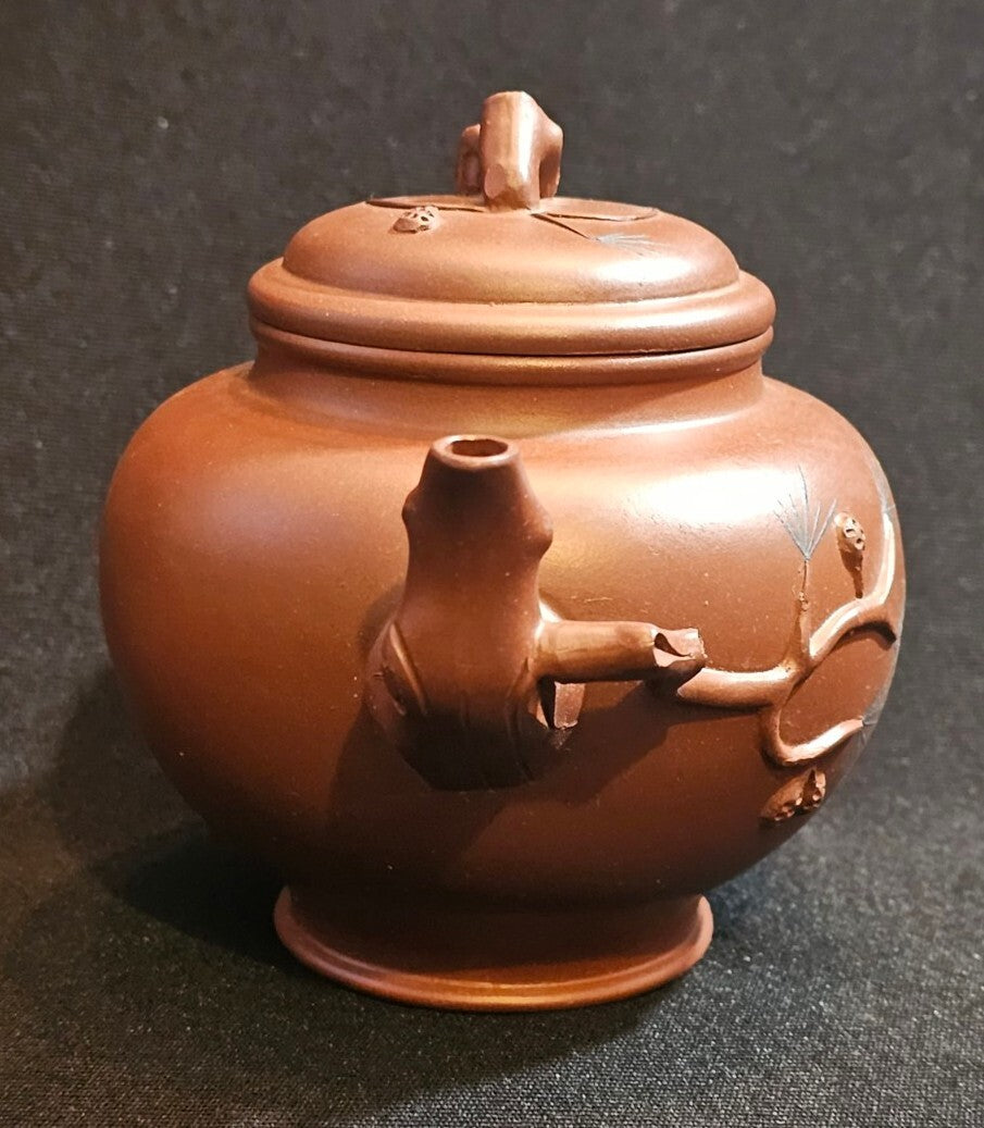 A Vintage Chinese Yixing Red Clay Tea Service  Boxed with Six Cups and Saucers