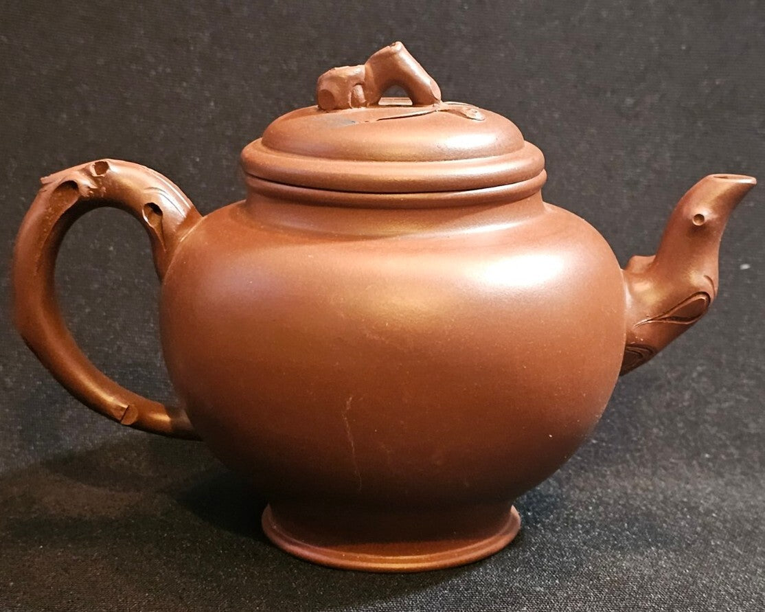 A Vintage Chinese Yixing Red Clay Tea Service  Boxed with Six Cups and Saucers